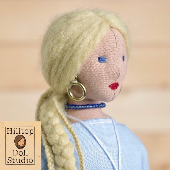 Fabric Doll "Brea" Handcrafted Textile Cloth Heirloom Primitive Doll - Picture 3 of 11